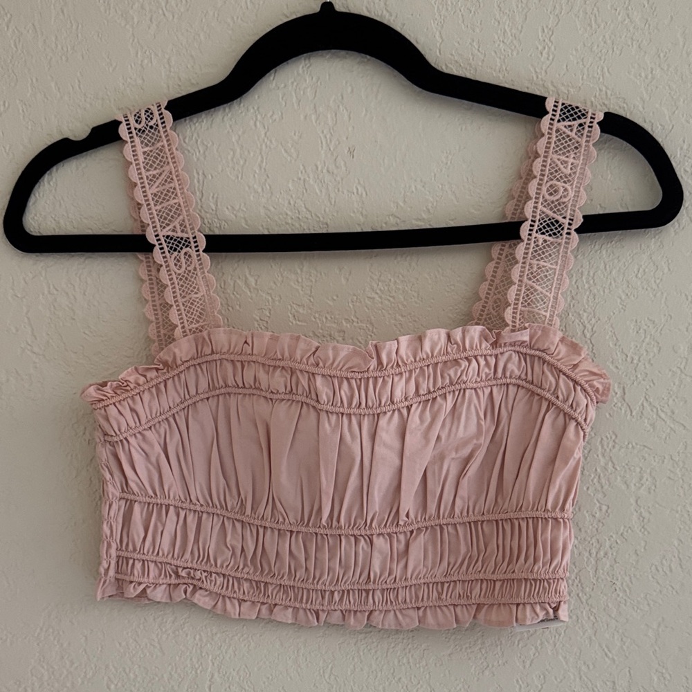 All Saints Pink Lace Strap Tank Top
